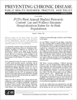 PCDs First Annual Student Research Contest Lui and Wallace Examine Hospitalization Rates for AtRisk Populations