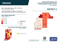 IN Congressional District 05 Heart Disease and Federally Qualified Health Centers Map 119th Congress