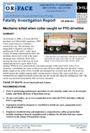 Mechanic killed when collar caught on PTO driveline