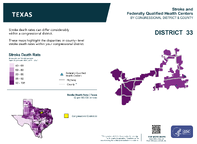 TX Congressional District 33 Stroke and Federally Qualified Health Centers Map 118th Congress