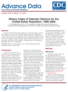 Dietary Intake of Selected Vitamins for the United States Population 19992000