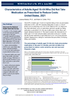 Characteristics of Adults Aged 1864 Who Did Not Take Medication as Prescribed to Reduce Costs United States 2021