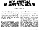 New Horizons In Industrial Health 1973
