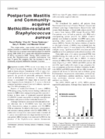 Postpartum Mastitis and Communityacquired Methicillinresistant Staphylococcus aureus