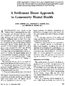 A settlement house approach to community mental health