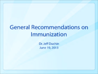 General recommendations on immunization