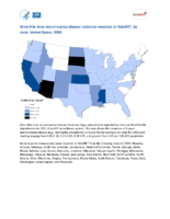 West Nile virus neuroinvasive disease incidence reported to ArboNET by state United States 2008