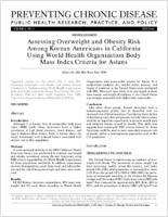 Assessing Overweight and Obesity Risk Among Korean Americans in California Using World Health Organization Body Mass Index Criteria for Asians
