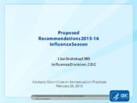 Proposed recommendations 201516 influenza season