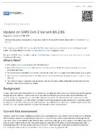 Update on SARS CoV2 Variant BA286 August 30 2023