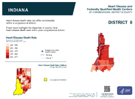 IN Congressional District 08 Heart Disease and Federally Qualified Health Centers Map 118th Congress
