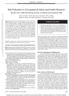 Risk Evaluation in Occupational Safety and Health Research Results from a Benchmarking Exercise of Federal and Academic IRBs
