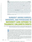 Burnout Among Nurses Midwives and Physicians in Maternity Care Exposed to Traumatic Childbirth Events