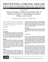 Dietary Intake of Minerals and the Risk of Ischemic Stroke in Guangdong Province China 20072008