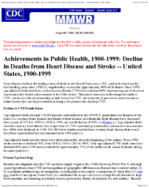 Decline in Deaths From Heart Disease and StrokeUnited States 19001999