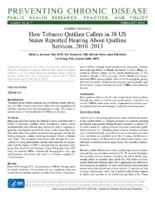 How Tobacco Quitline Callers in 38 US States Reported Hearing About Quitline Services 20102013