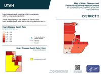 UT Congressional District 02 Heart Disease and Federally Qualified Health Centers Map 119th Congress