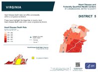 VA Congressional District 05 Heart Disease and Federally Qualified Health Centers Map 118th Congress