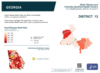 GA Congressional District 13 Heart Disease and Federally Qualified Health Centers Map 118th Congress