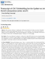 Transcript for CDC telebriefing update on 2019 novel coronavirus 2019nCoV press briefing transcript Thursday  January 30 2020