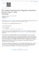 CDC Updates Dog Importation Regulation  New Rules will Start August 1 2024
