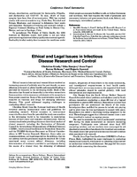 Ethical and legal issues in infectious disease research and control