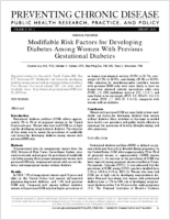 Modifiable Risk Factors for Developing Diabetes Among Women With Previous Gestational Diabetes