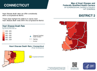 CT Congressional District 02 Heart Disease and Federally Qualified Health Centers Map 119th Congress
