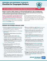 Preparing and Responding to Measles Checklist for Congregate Shelters