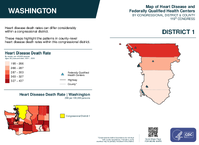 WA Congressional District 01 Heart Disease and Federally Qualified Health Centers Map 119th Congress
