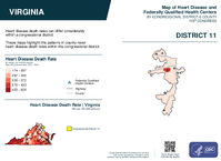 VA Congressional District 11 Heart Disease and Federally Qualified Health Centers Map 119th Congress