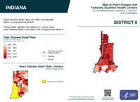 IN Congressional District 08 Heart Disease and Federally Qualified Health Centers Map 119th Congress