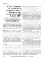 Major Outbreak of Hepatitis A Associated with Orange Juice among Tourists Egypt 2004