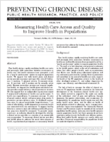 Measuring Health Care Access and Quality to Improve Health in Populations