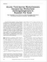 Acute Tickborne Rickettsiosis Caused by Rickettsia sibirica in the Russian Far East