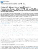 Frequently Asked Questions and Answers Coronavirus Disease2019 COVID19 and Children February 22 2020
