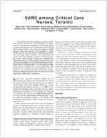 SARS among Critical Care Nurses Toronto