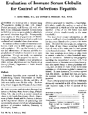 Evaluation of immune serum globulin for control of infectious hepatitis