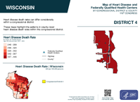 WI Congressional District 04 Heart Disease and Federally Qualified Health Centers Map 119th Congress