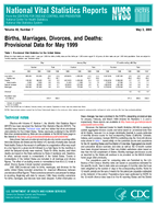 Births Marriages Divorces and Deaths Provisional Data for May 1999