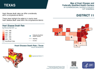 TX Congressional District 11 Heart Disease and Federally Qualified Health Centers Map 119th Congress