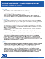 Measles Prevention and Treatment Overview Information for Healthcare Providers