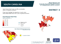 SC Congressional District 06 Heart Disease and Federally Qualified Health Centers Map 118th Congress