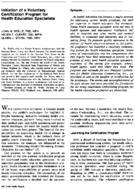 Initiation Of A Voluntary Certification Program For Health Education Specialists