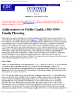Achievements in Public Health 19001999 Family Planning