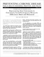 Representing Your Community in Communitybased Participatory Research Differences Made and Measured