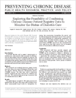 Exploring the Feasibility of Combining Chronic Disease Patient Registry Data to Monitor the Status of Diabetes Care
