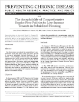 The Acceptability of Comprehensive SmokeFree Policies to LowIncome Tenants in Subsidized Housing