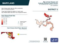 MD Congressional District 03 Heart Disease and Federally Qualified Health Centers Map 119th Congress