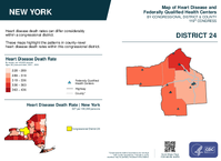NY Congressional District 24 Heart Disease and Federally Qualified Health Centers Map 119th Congress